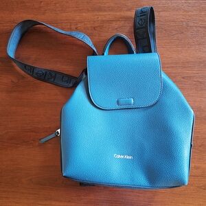 NWOT Calvin Klein Millie Turquoise Aegean Blue Teal Backpack  Bag Purse Book Bag